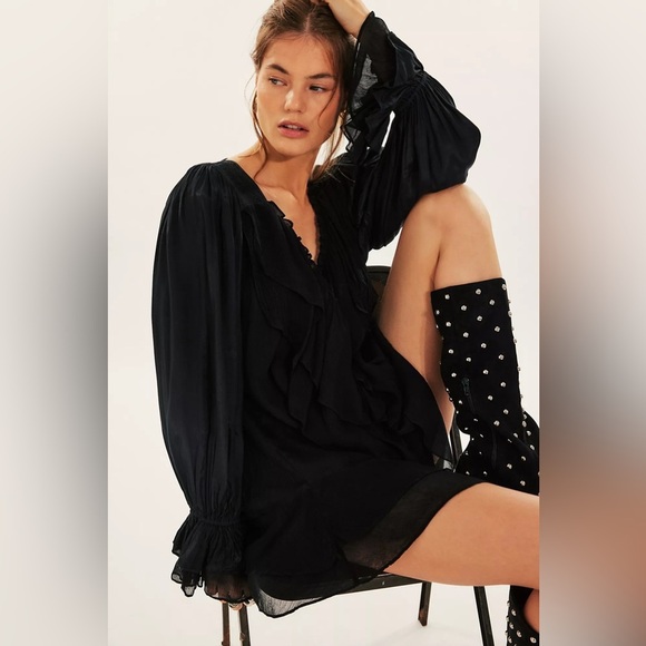 Free People Prairie Dust Romper Black Size S - Picture 4 of 11